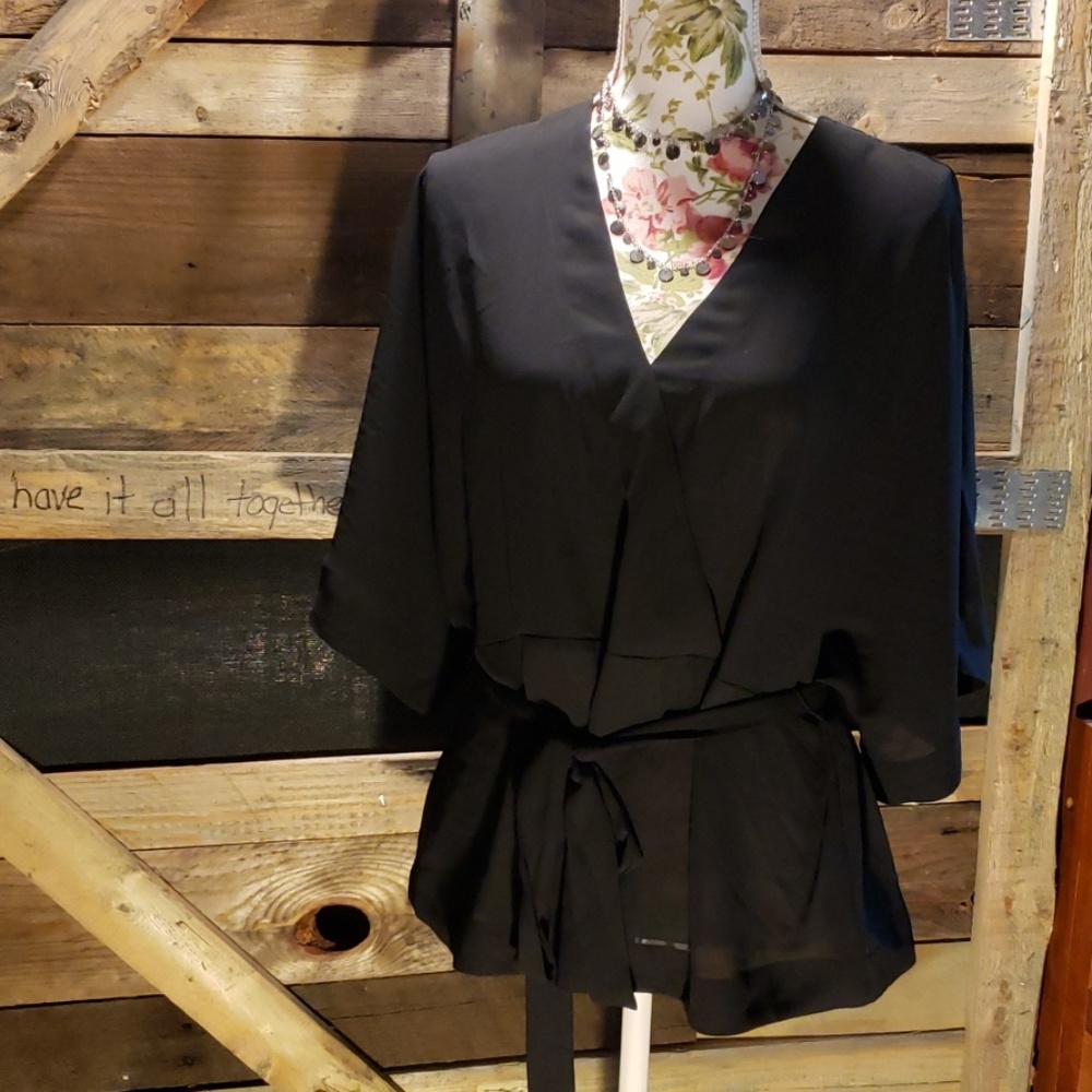 Womens black tie blouse